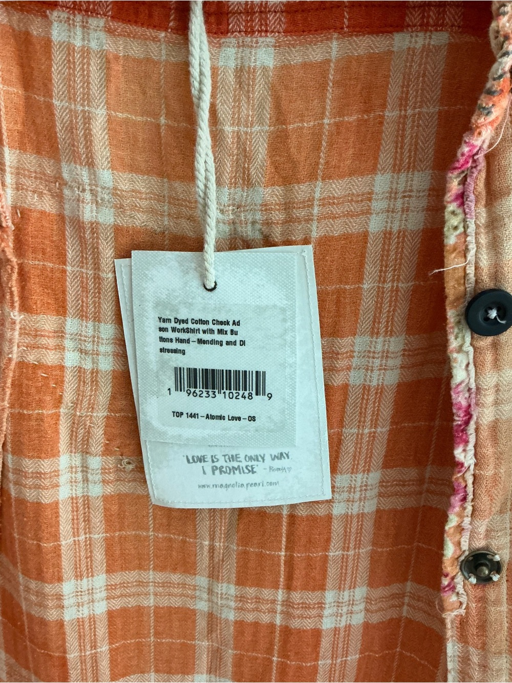 Magnolia Pearl Addison Workshirt. Plaid Button-Down Top with embroidery. NWT. - Picture 5 of 9